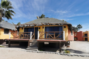 Cozy beachfront cabin offering breathtaking views of Bahía Magdalena, perfect for a peaceful escape by the sea in Baja California Sur.